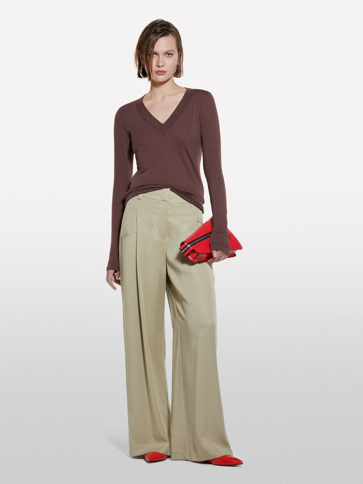 T-shirt slim fit marrone a maniche lunghe - t-shirt a manica lunga da donna - Marrone Scuro | Sisley image number 1